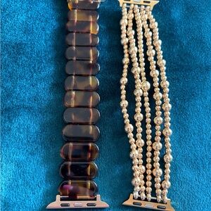 Tortoise and Gold Beaded Watch Bands